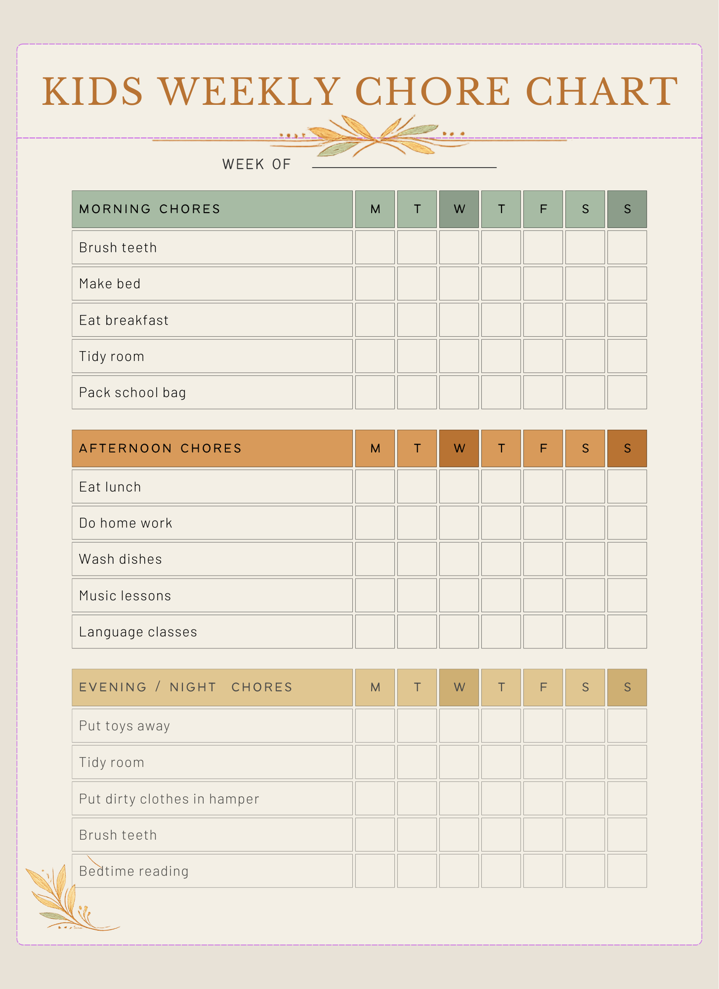 Kids Chore & Routine Printable Bundle – Family Organization Gift - Golden Willow Emporium
