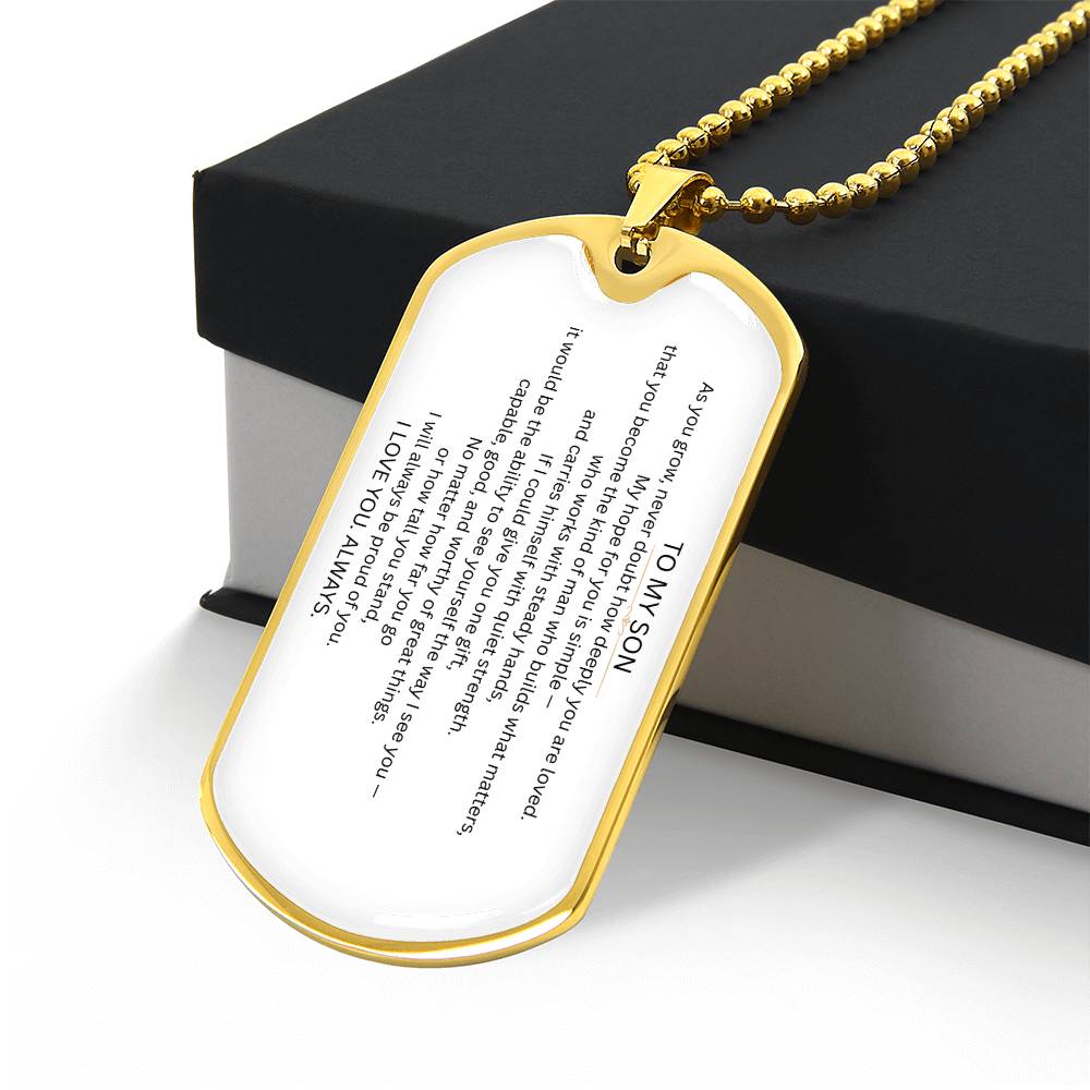 Engraved Dog Tag Gift for Son From Parent – Love Tag - Golden Willow Emporium