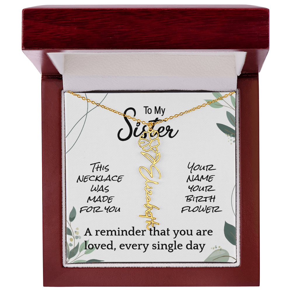 Custom Flower Name Necklace – Birthday Gift for Sister - Golden Willow Emporium