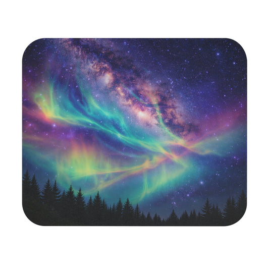 Aurora Night Sky Mouse Pad — Galaxy Northern Lights Desk Mat