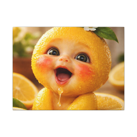 Cute Lemon Baby Canvas Print — Whimsical Nursery Wall Art