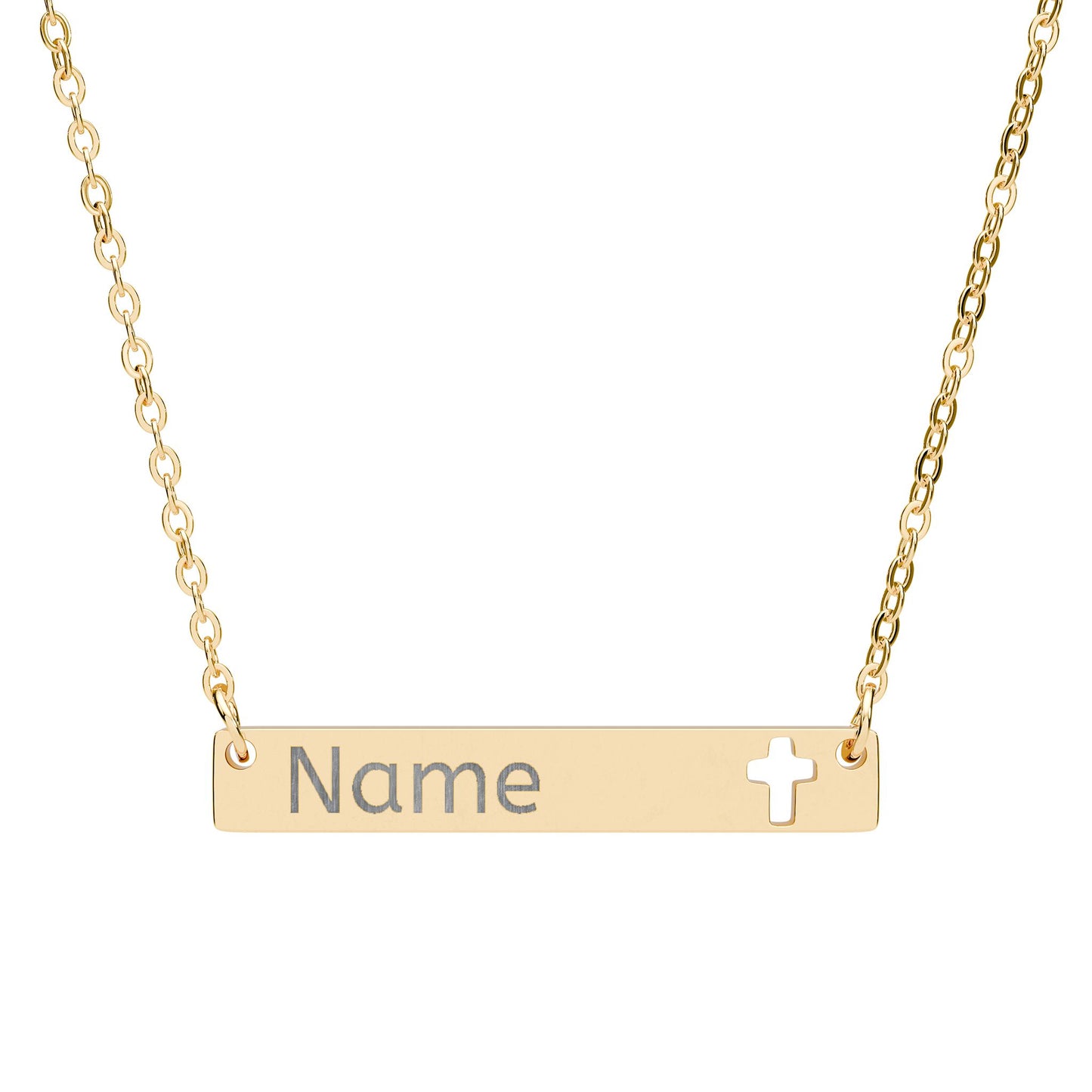 Cutout Cross Bar Necklace – Personalized Faith Gift for Her - Golden Willow Emporium