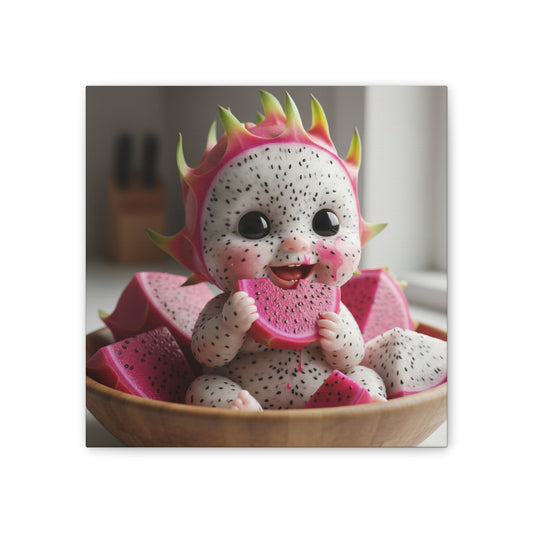 Dragon Fruit Baby Art Canvas - Cute Kawaii Fruit Doll Wall Decor