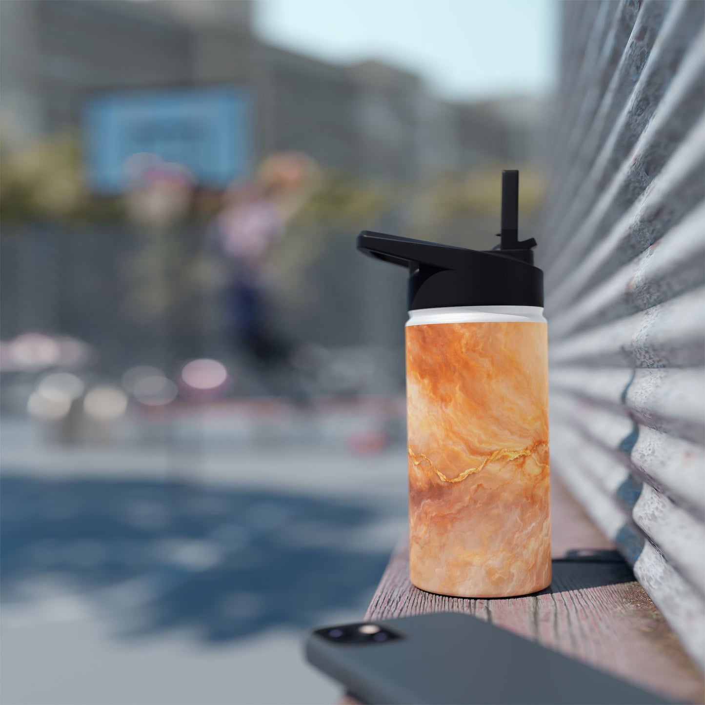 Marbled Peach Stainless Steel Water Bottle — Insulated Travel Bottle