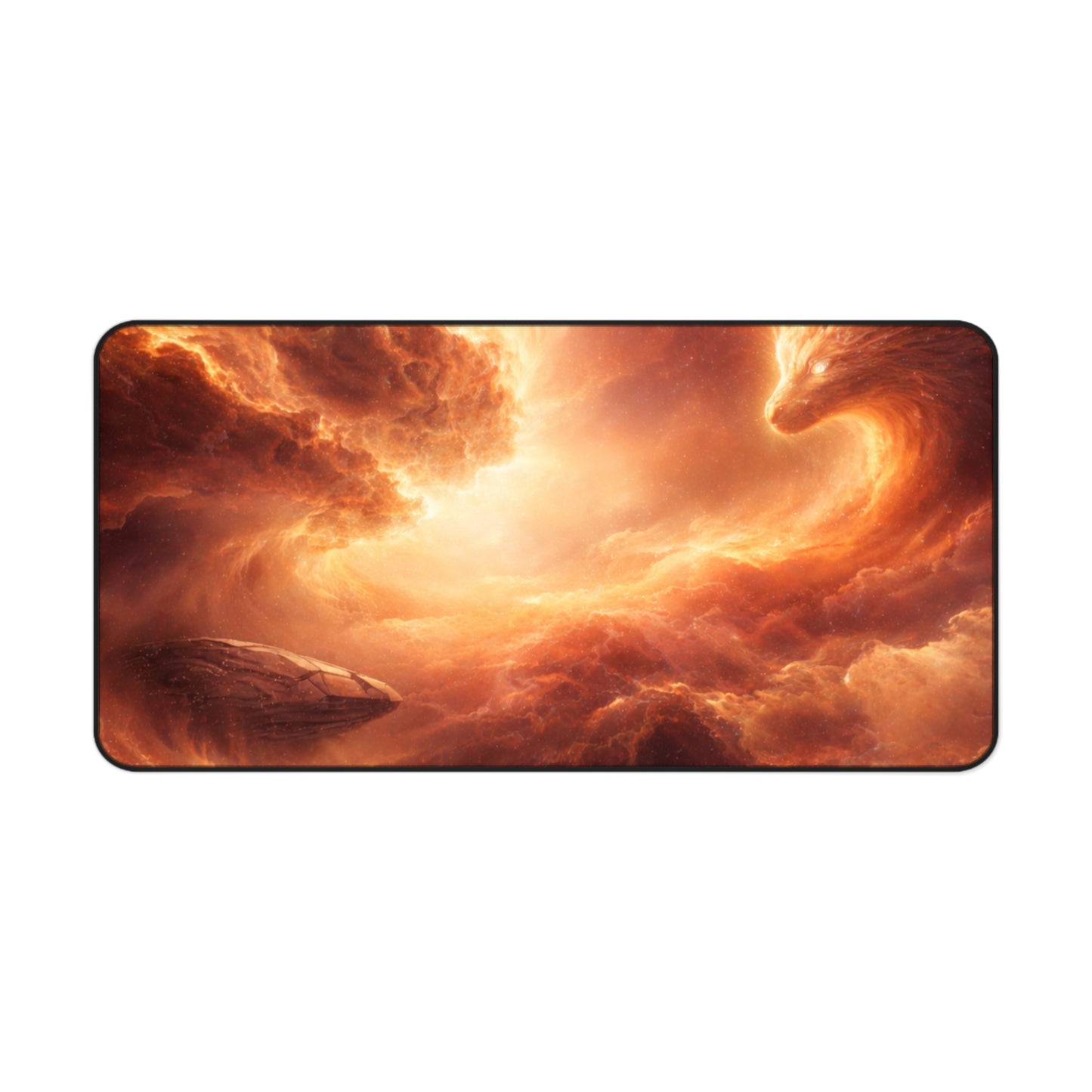 Cosmic Flame Desk Mat – Fiery Nebula Gaming and Office Mouse Pad