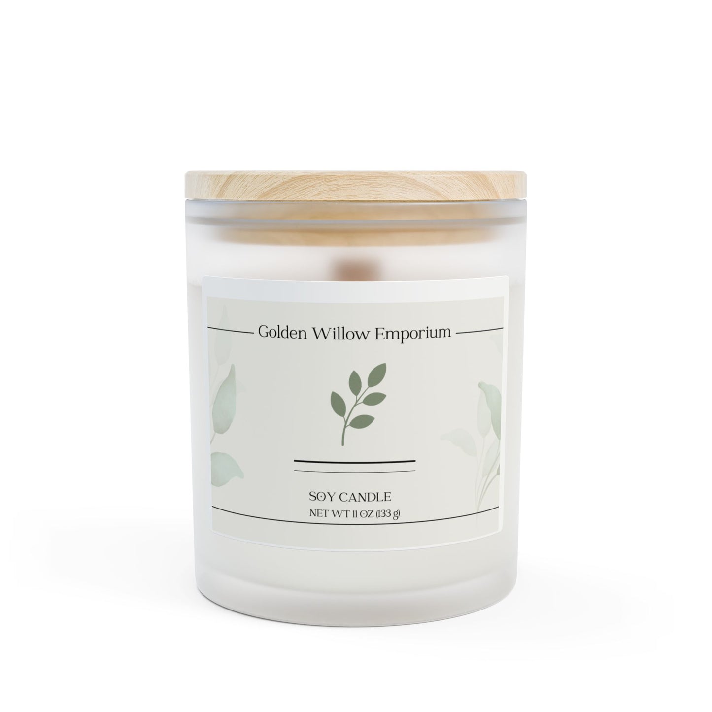 Wood Wick Candle in Frosted Glass – Cozy Gift for Her - Golden Willow Emporium