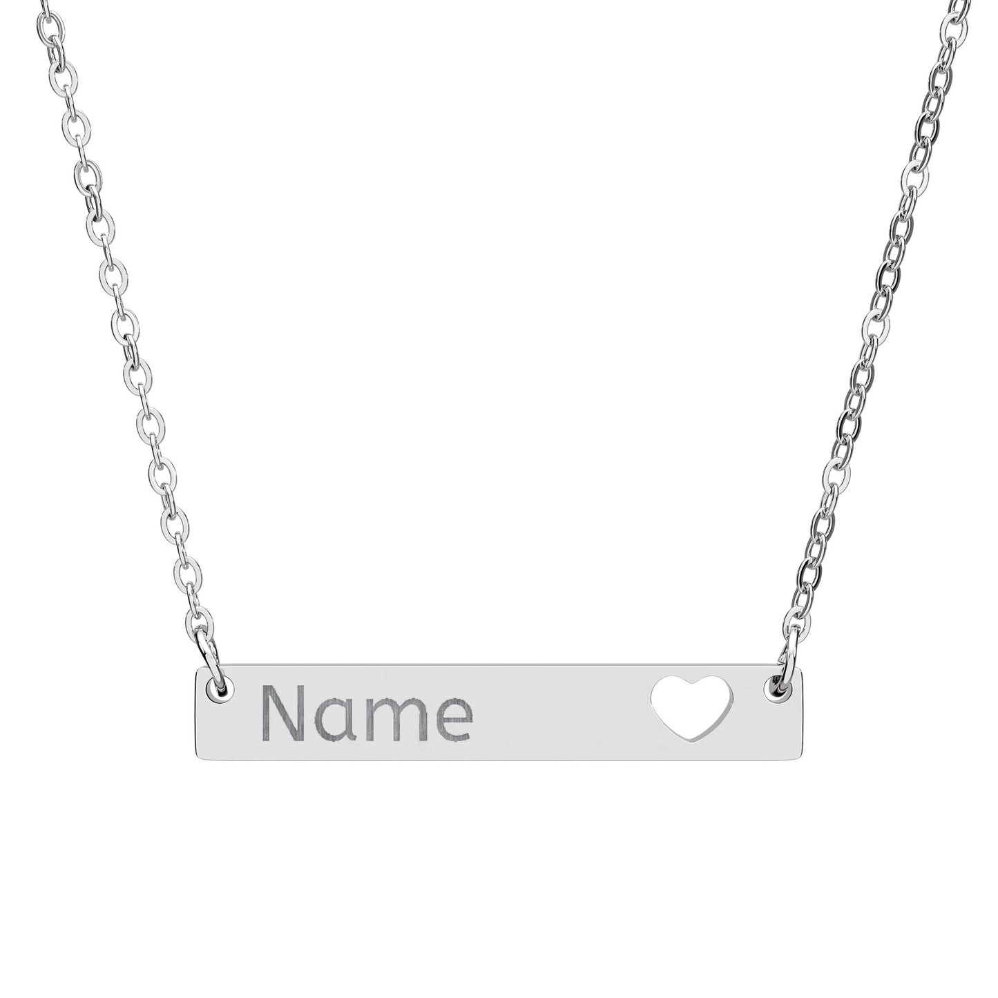 Personalized Cutout Heart Bar Necklace – Gift for Her - Golden Willow Emporium