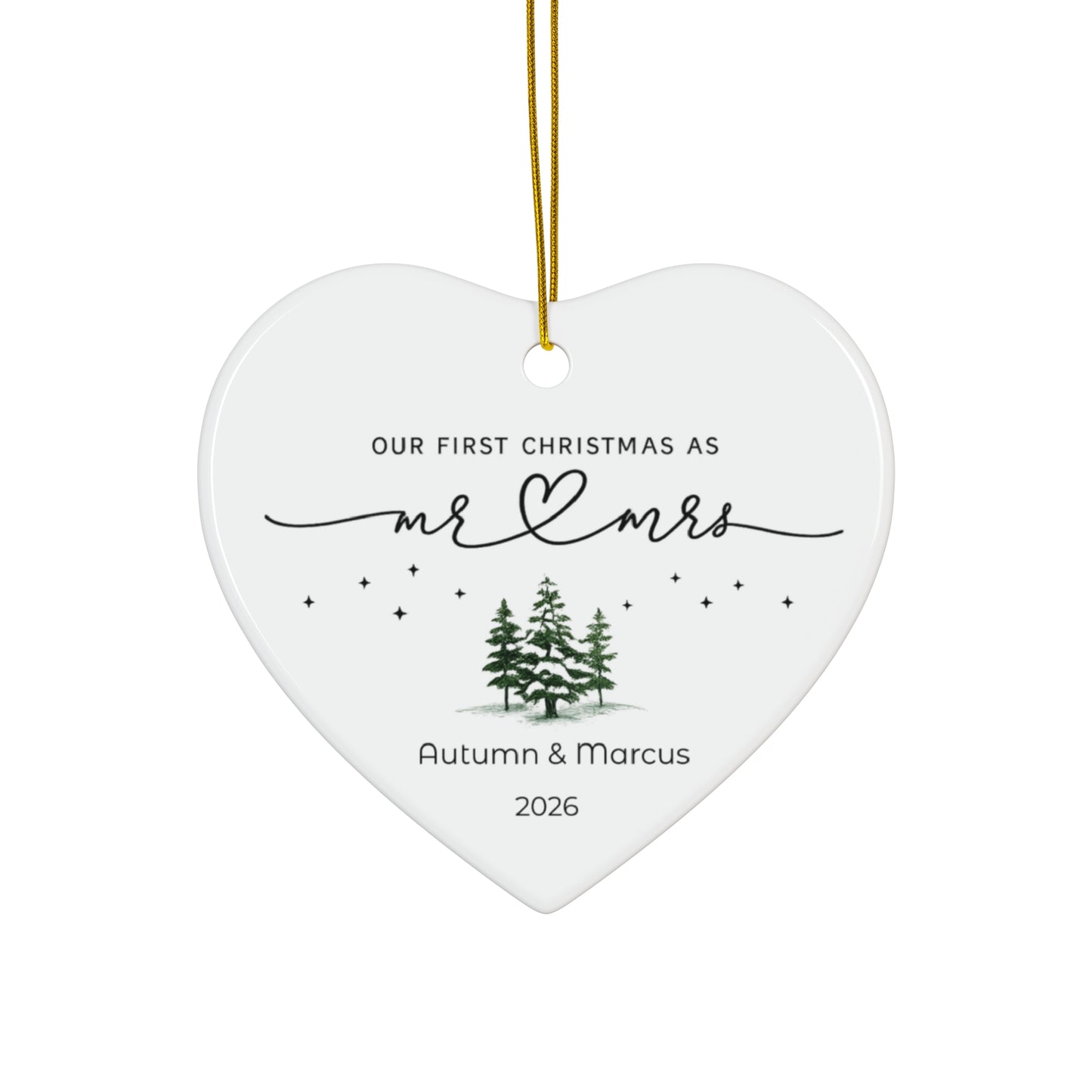 First Christmas as Mr & Mrs Ceramic Ornament – Newlywed Gift - Golden Willow Emporium