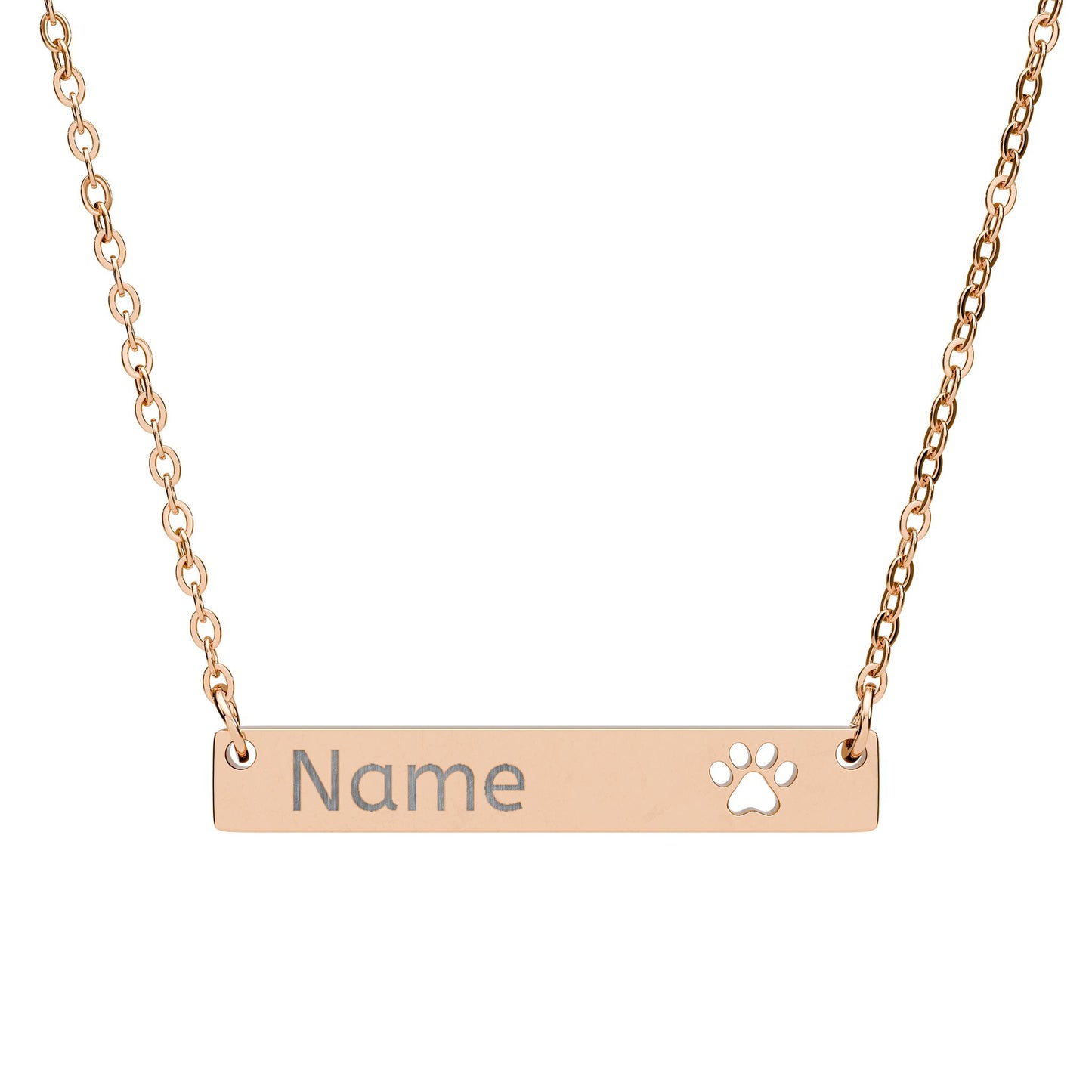 Paw Print Bar Necklace Engraved with Pet Name – Gift for Pet Lovers - Golden Willow Emporium