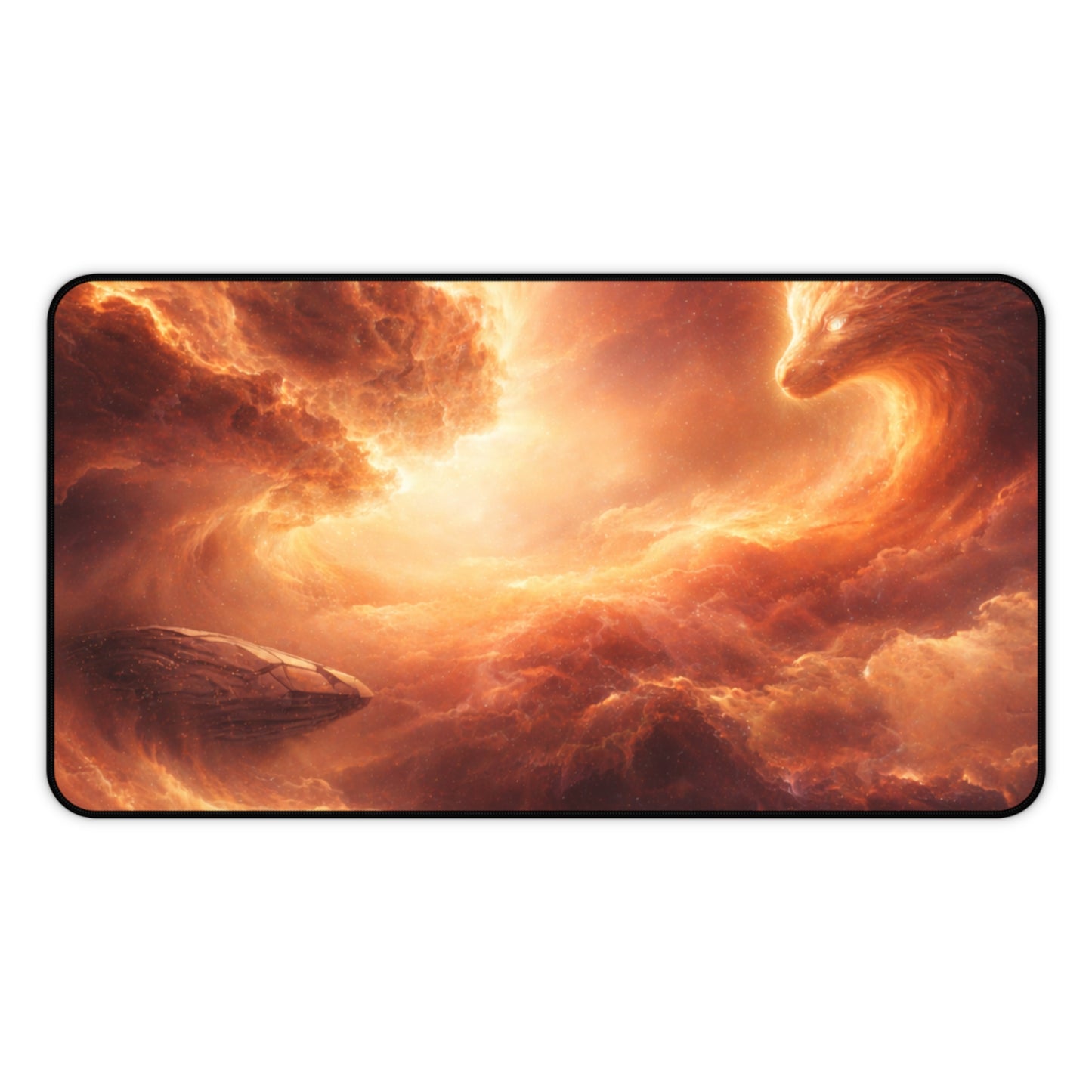 Cosmic Flame Desk Mat – Fiery Nebula Gaming and Office Mouse Pad