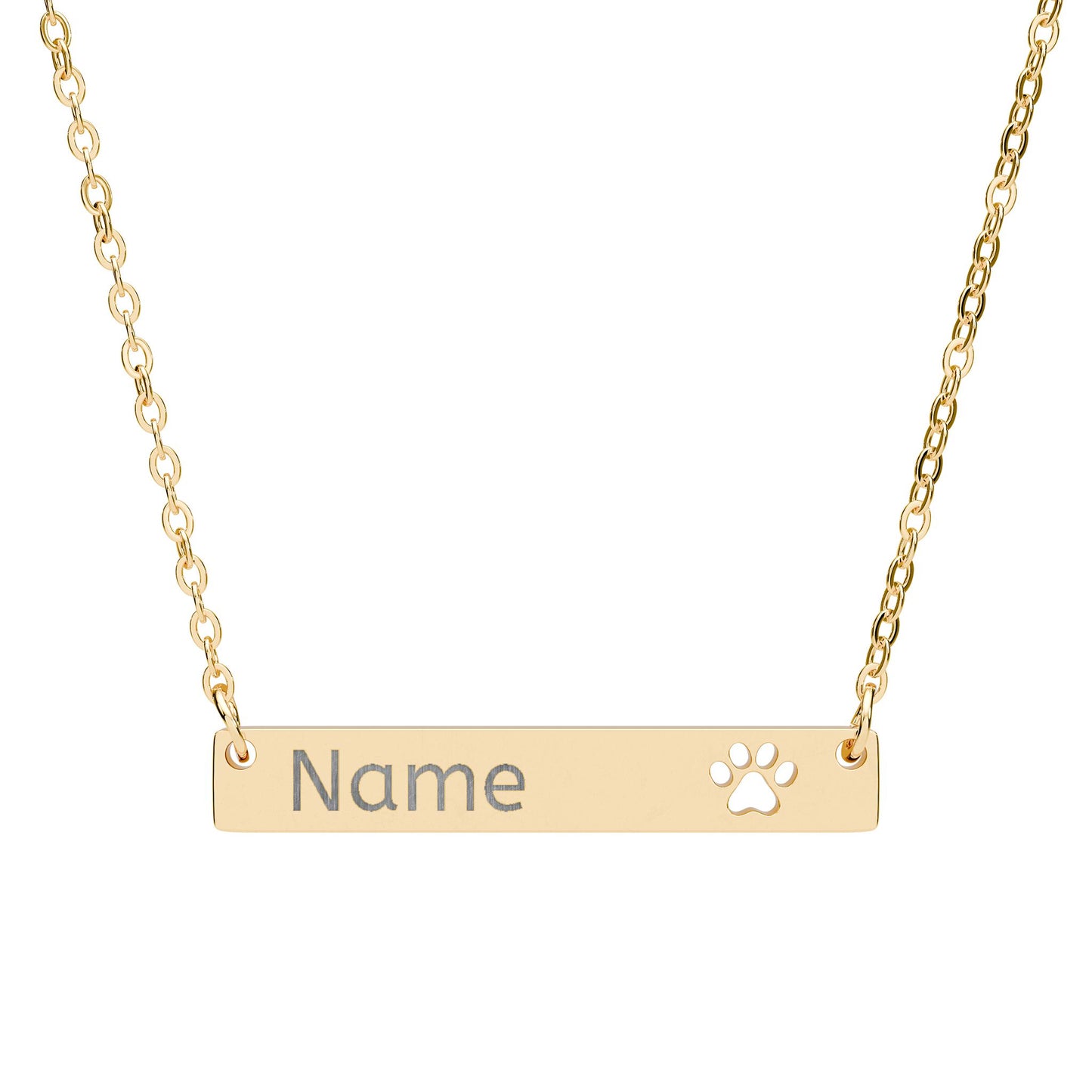 Paw Print Bar Necklace Engraved with Pet Name – Gift for Pet Lovers - Golden Willow Emporium