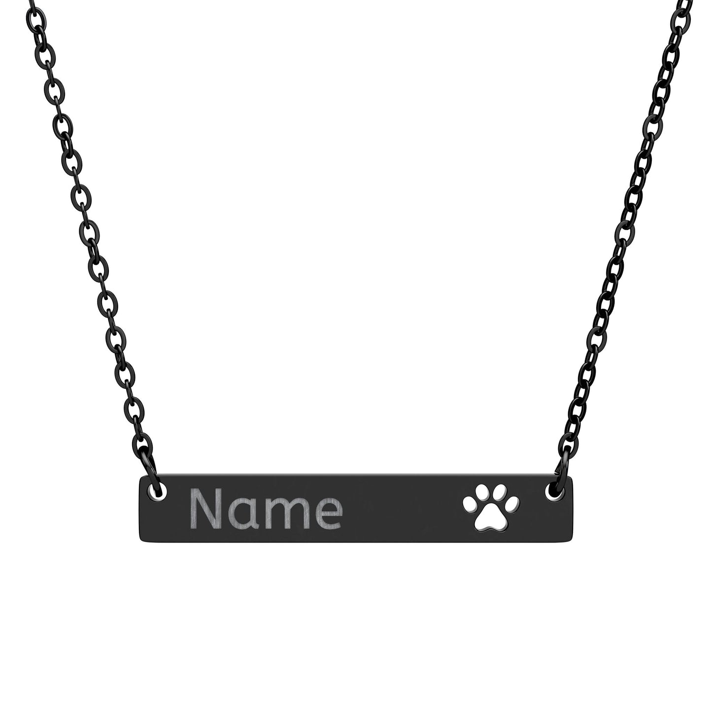 Paw Print Bar Necklace Engraved with Pet Name – Gift for Pet Lovers - Golden Willow Emporium