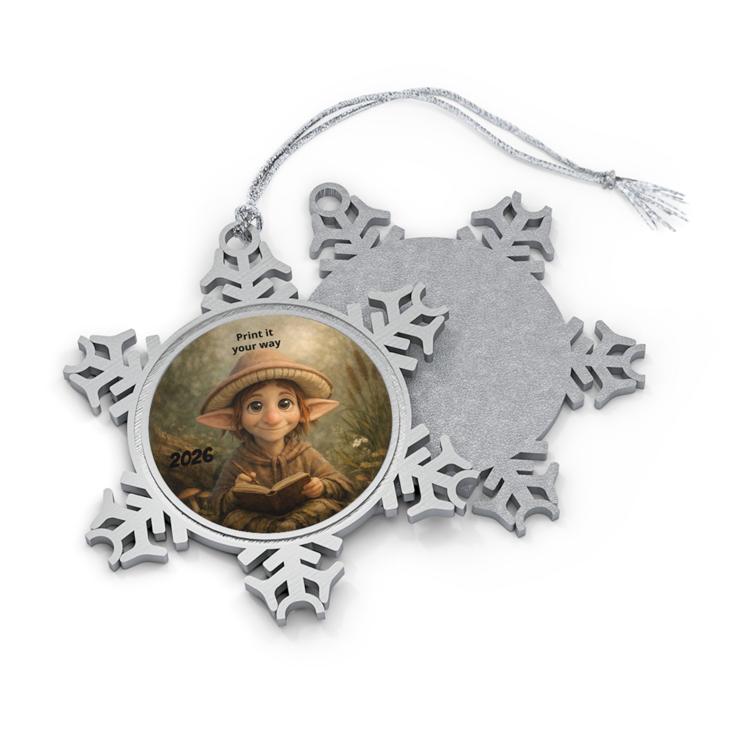 Pewter Snowflake Photo Ornament – Personalized Christmas Keepsake - Golden Willow Emporium