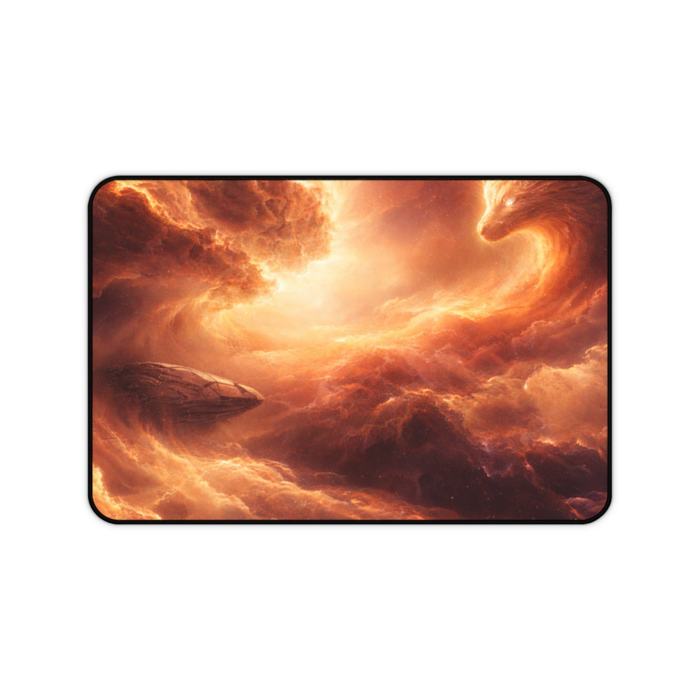 Cosmic Flame Desk Mat – Fiery Nebula Gaming and Office Mouse Pad