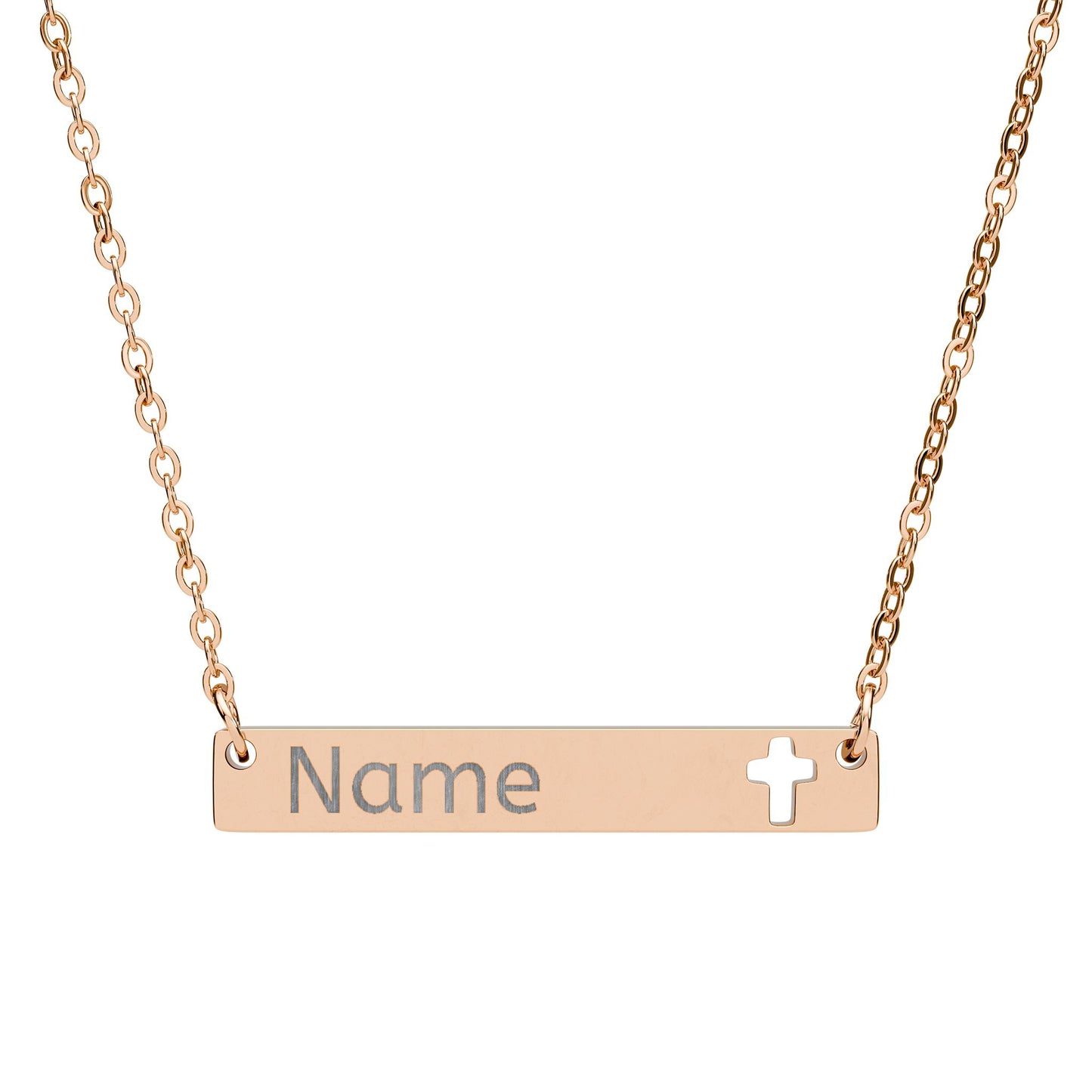 Cutout Cross Bar Necklace – Personalized Faith Gift for Her - Golden Willow Emporium