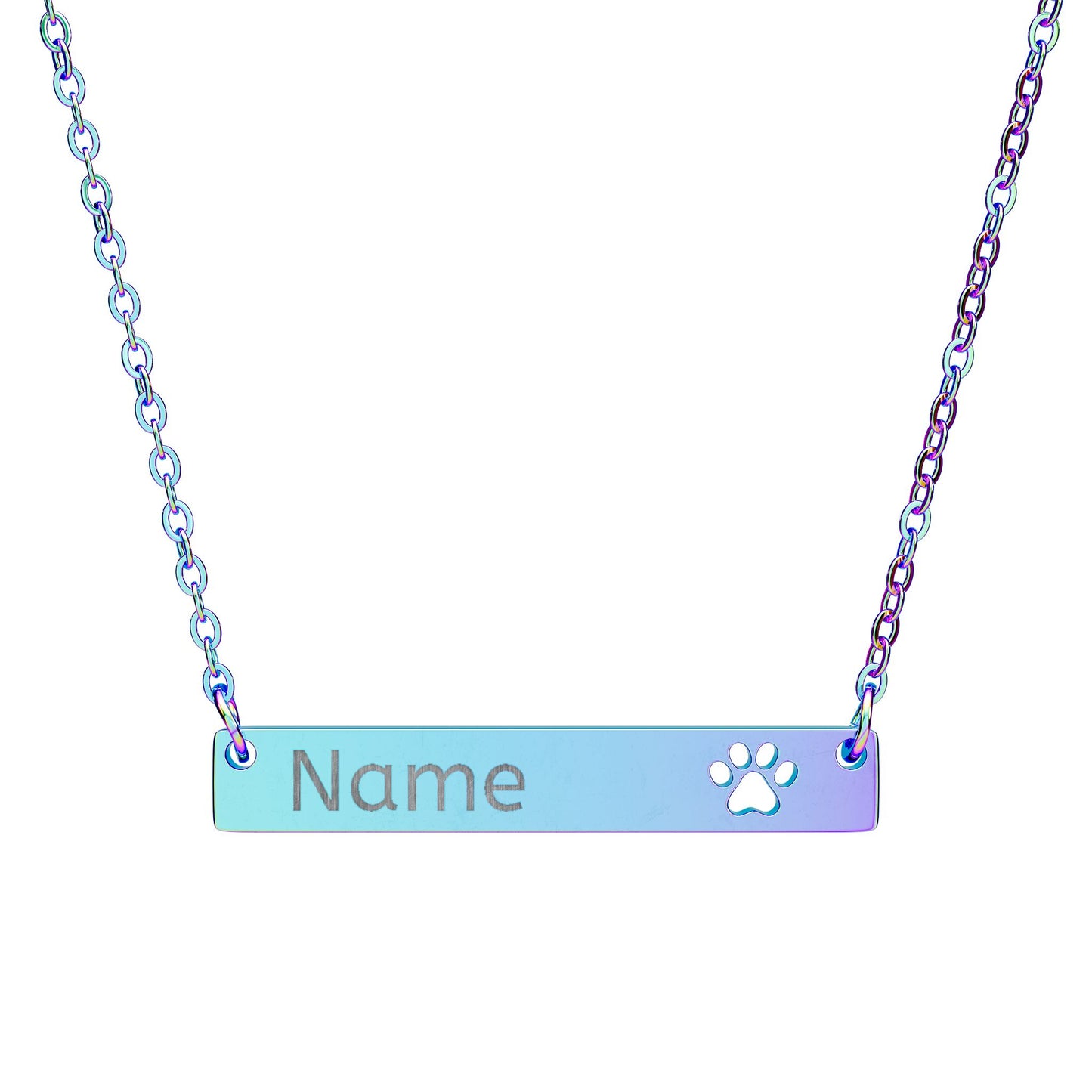Paw Print Bar Necklace Engraved with Pet Name – Gift for Pet Lovers - Golden Willow Emporium