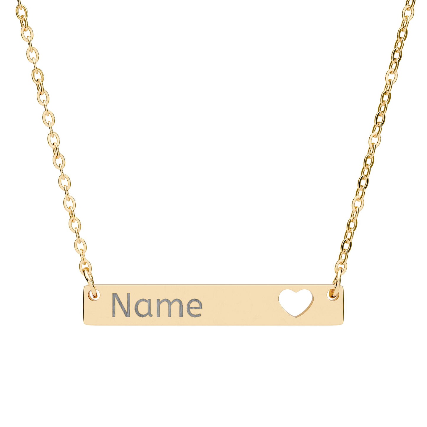 Personalized Cutout Heart Bar Necklace – Gift for Her - Golden Willow Emporium