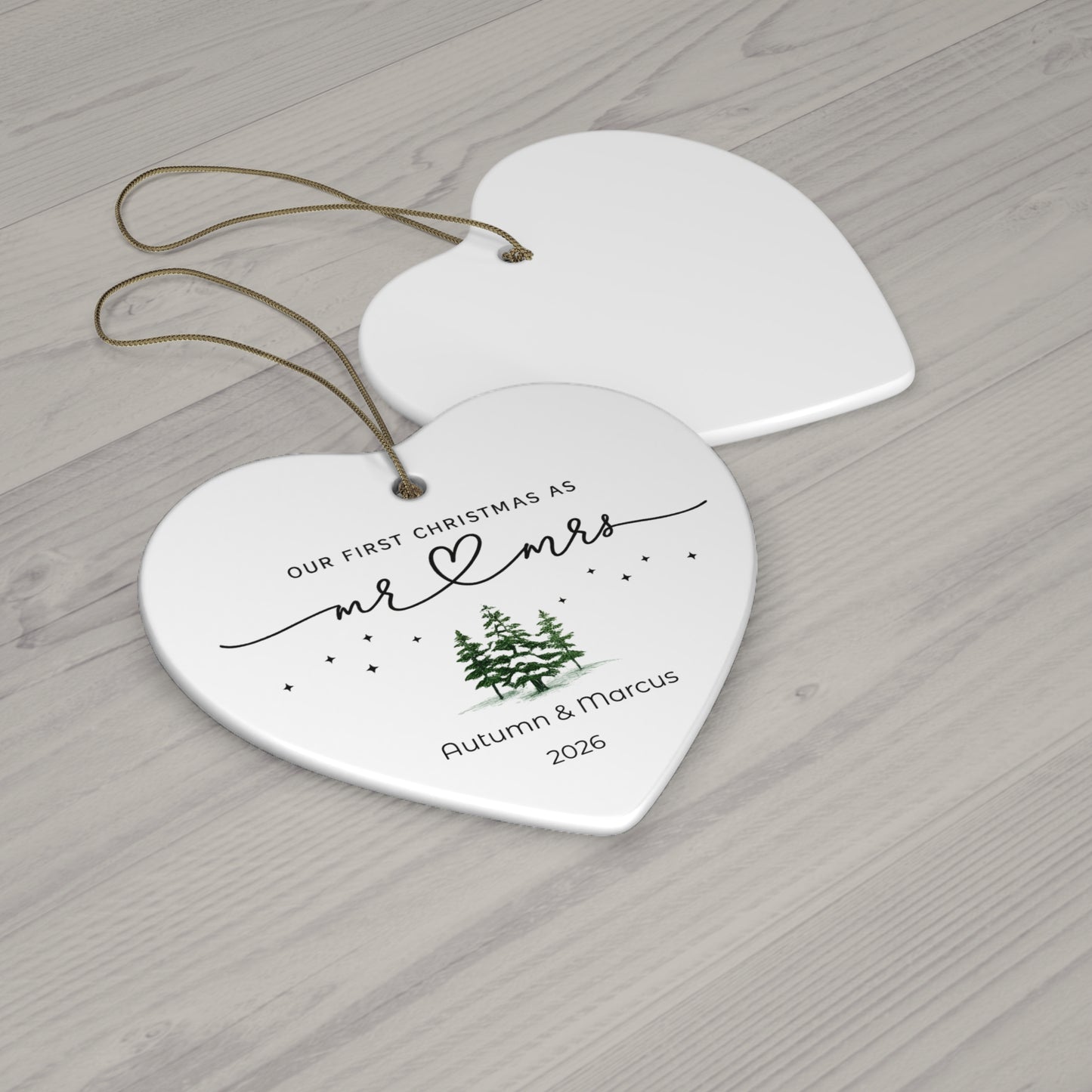 First Christmas as Mr & Mrs Ceramic Ornament – Newlywed Gift - Golden Willow Emporium