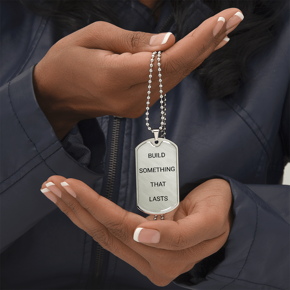 Engraved Dog Tag Graduation Gift for Son – Build Something That Lasts - Golden Willow Emporium