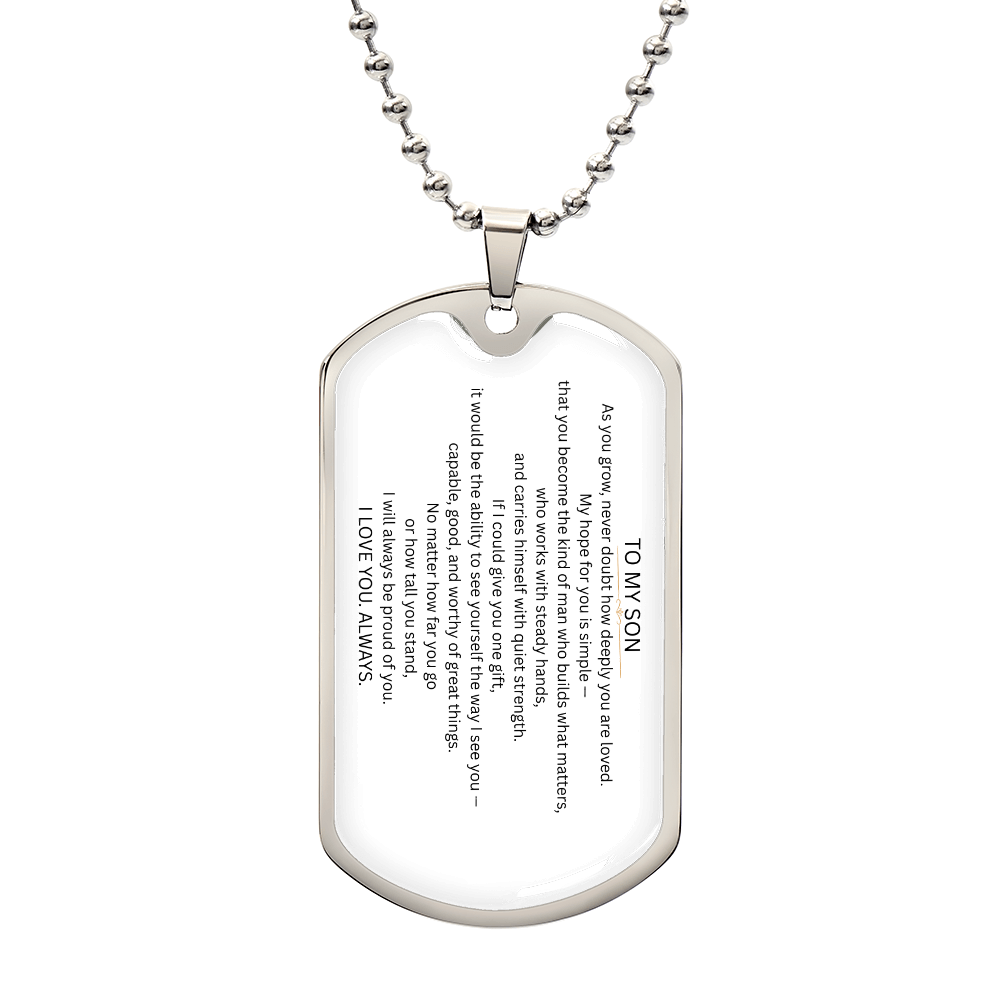 Engraved Dog Tag Gift for Son From Parent – Love Tag - Golden Willow Emporium