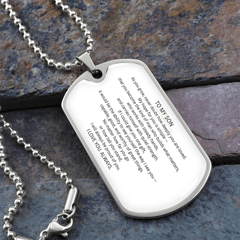 Engraved Dog Tag Gift for Son From Parent – Love Tag - Golden Willow Emporium
