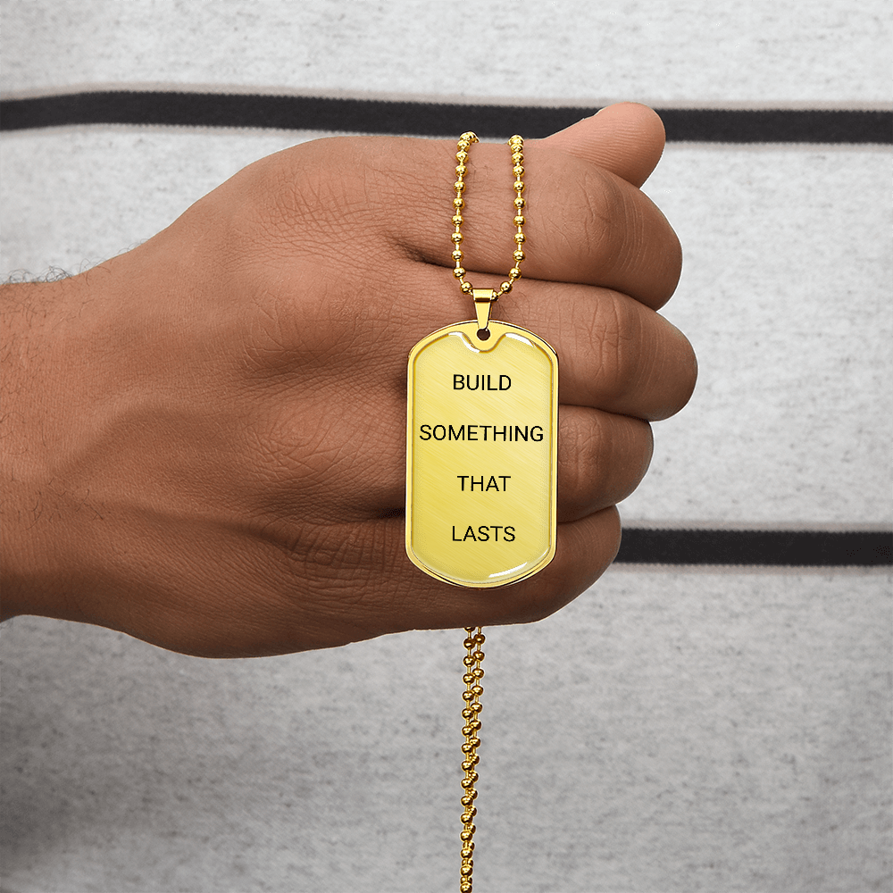 Engraved Dog Tag Graduation Gift for Son – Build Something That Lasts - Golden Willow Emporium