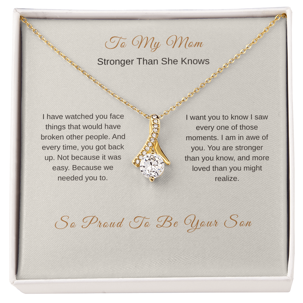 Stronger Than You Know Necklace – Inspirational Mom Gift from Son - Golden Willow Emporium