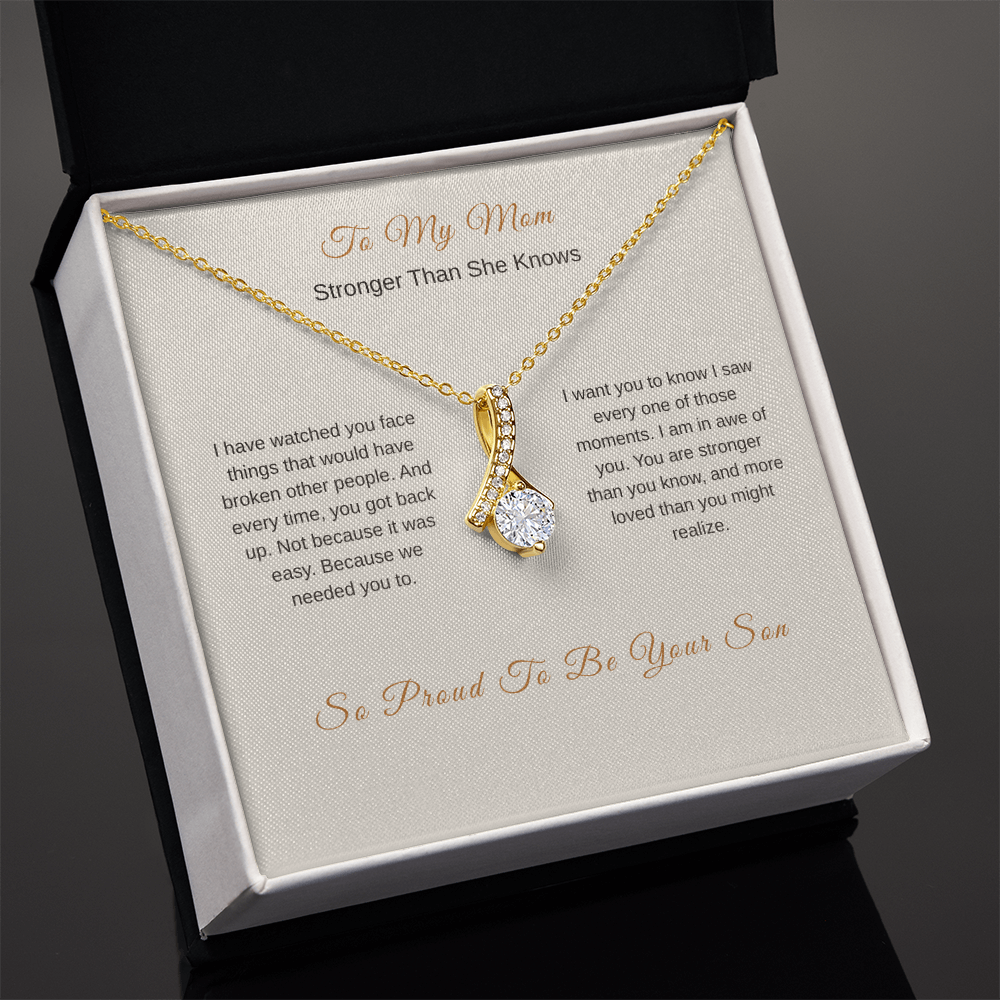 Stronger Than You Know Necklace – Inspirational Mom Gift from Son - Golden Willow Emporium