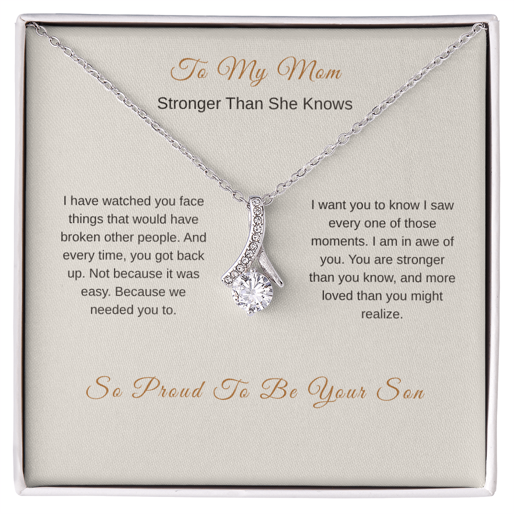 Stronger Than You Know Necklace – Inspirational Mom Gift from Son - Golden Willow Emporium