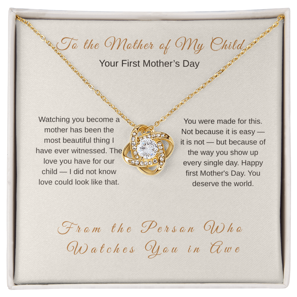 First Mother's Day Love Knot Necklace – New Mom Gift from Husband - Golden Willow Emporium