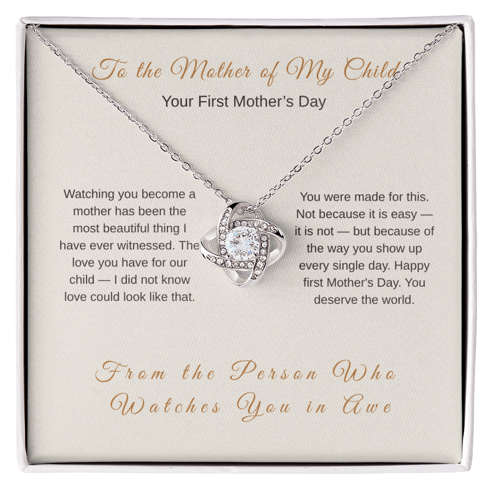 First Mother's Day Love Knot Necklace – New Mom Gift from Husband - Golden Willow Emporium