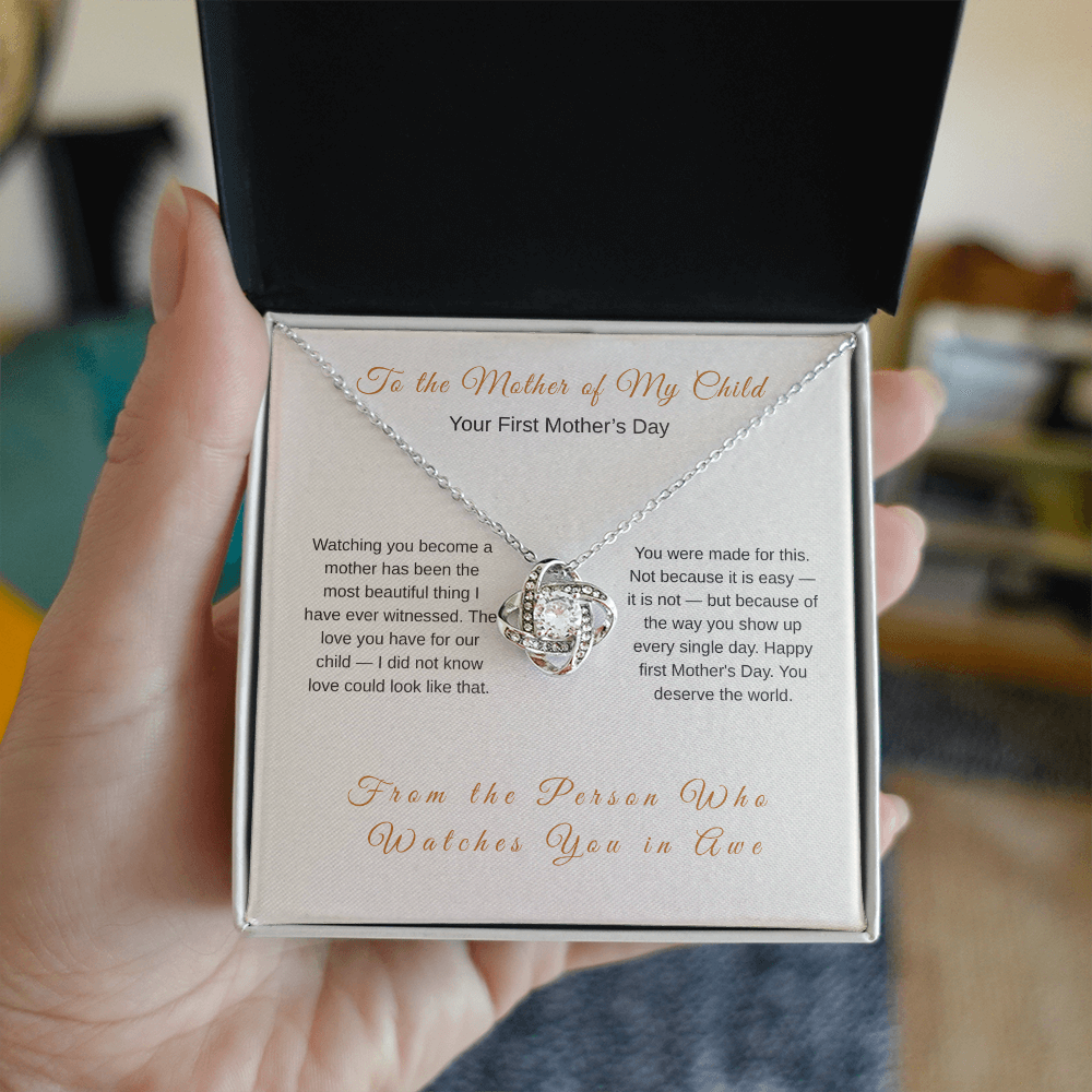 First Mother's Day Love Knot Necklace – New Mom Gift from Husband - Golden Willow Emporium