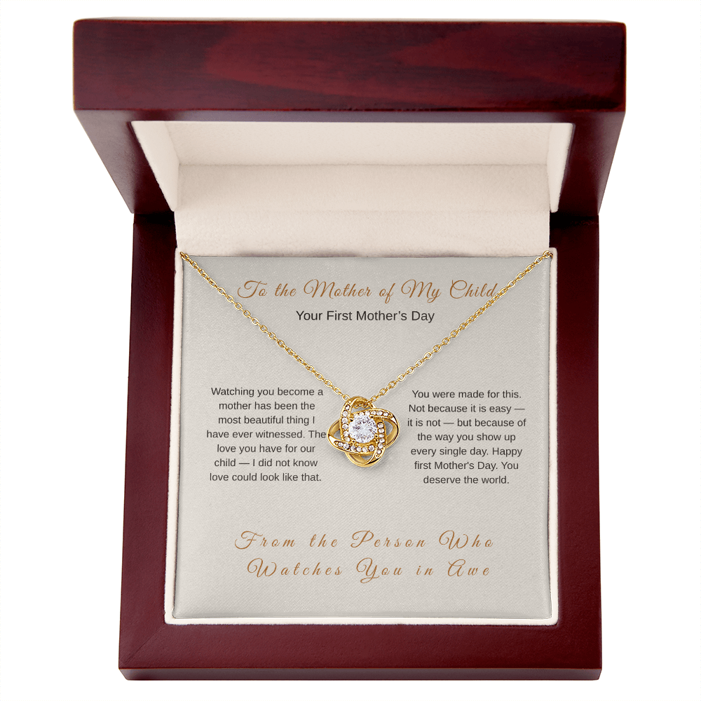 First Mother's Day Love Knot Necklace – New Mom Gift from Husband - Golden Willow Emporium