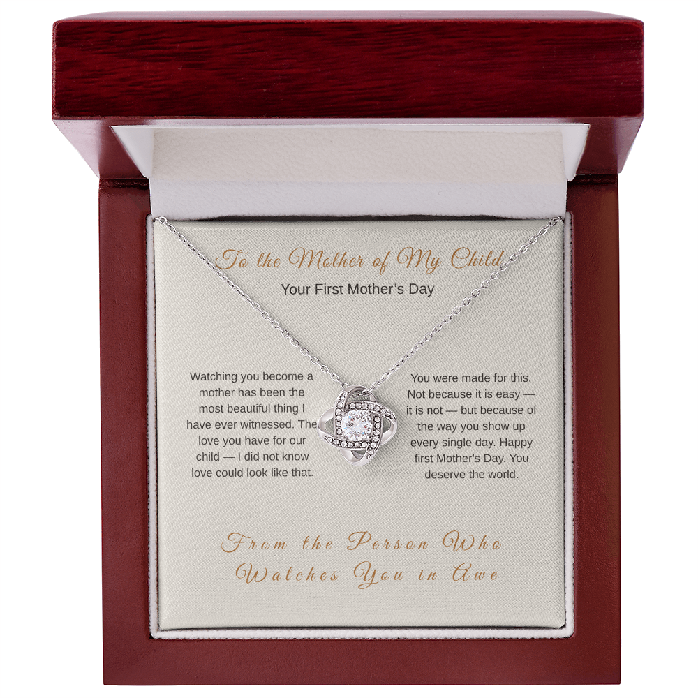First Mother's Day Love Knot Necklace – New Mom Gift from Husband - Golden Willow Emporium