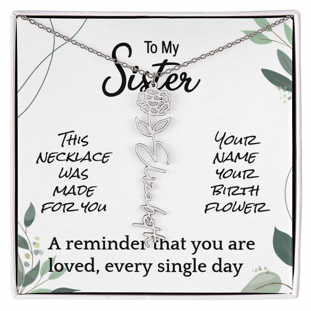 Custom Flower Name Necklace – Birthday Gift for Sister - Golden Willow Emporium