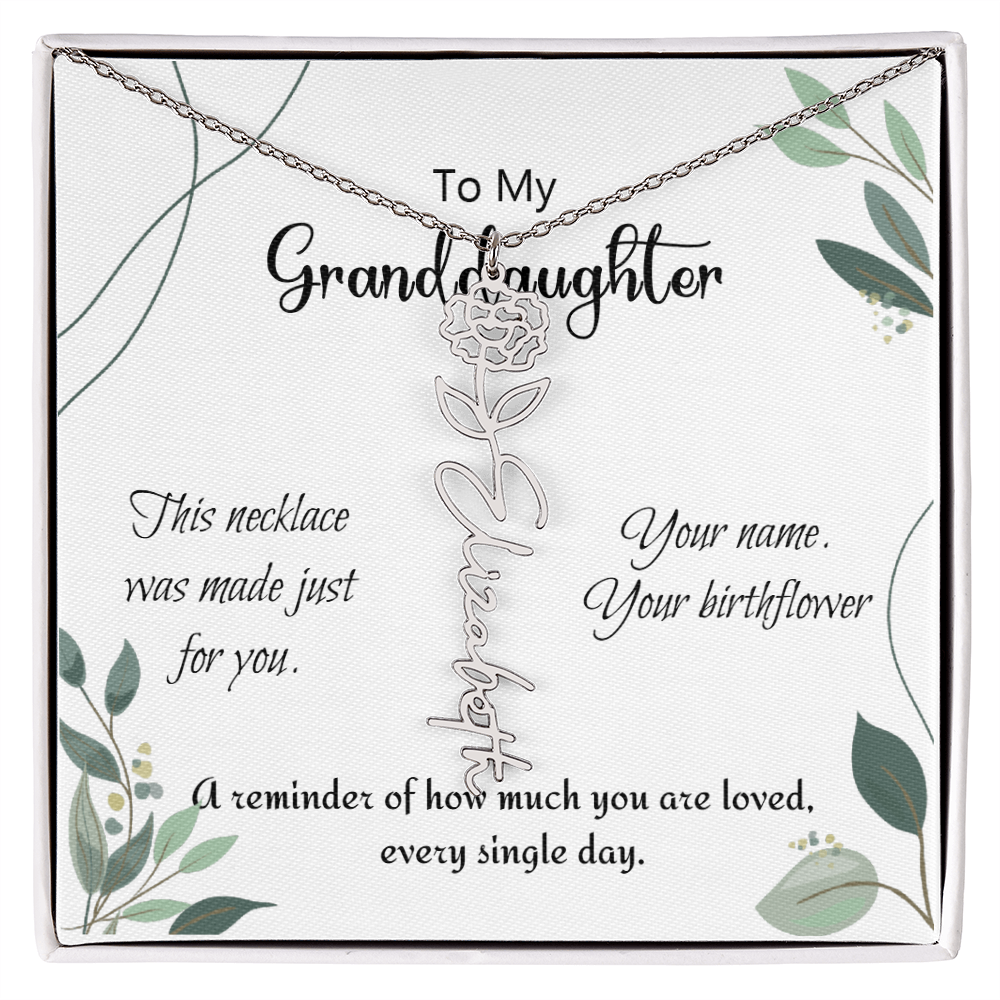 Custom Flower Name Necklace – Birthday Gift for Granddaughter - Golden Willow Emporium