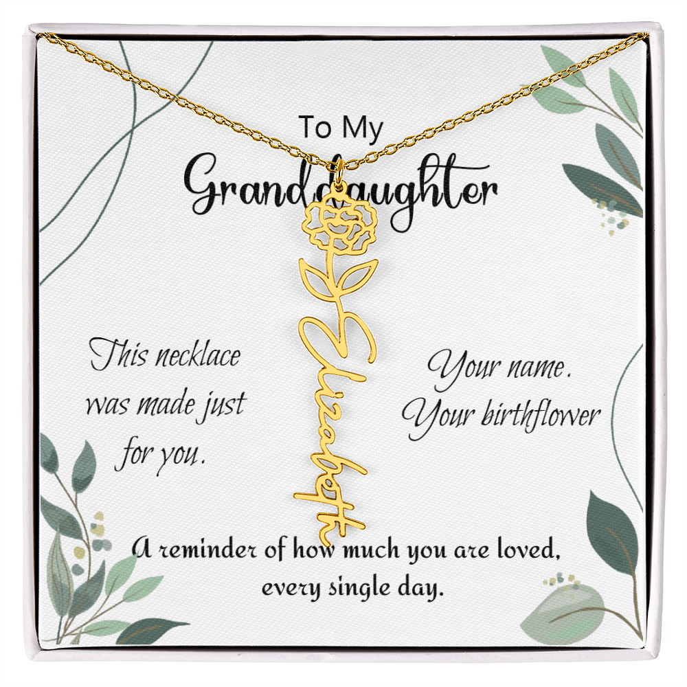 Custom Flower Name Necklace – Birthday Gift for Granddaughter - Golden Willow Emporium