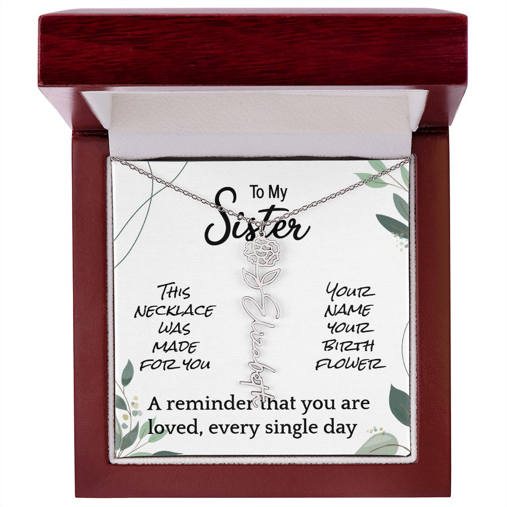Custom Flower Name Necklace – Birthday Gift for Sister - Golden Willow Emporium