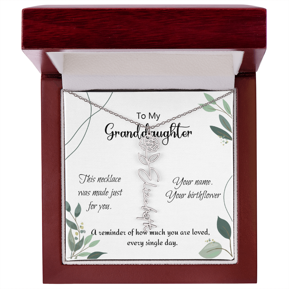 Custom Flower Name Necklace – Birthday Gift for Granddaughter - Golden Willow Emporium