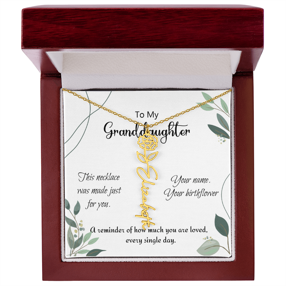 Custom Flower Name Necklace – Birthday Gift for Granddaughter - Golden Willow Emporium