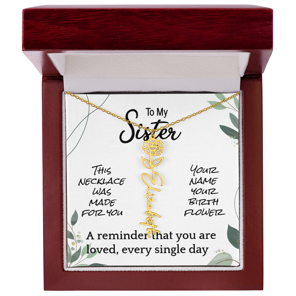 Custom Flower Name Necklace – Birthday Gift for Sister - Golden Willow Emporium