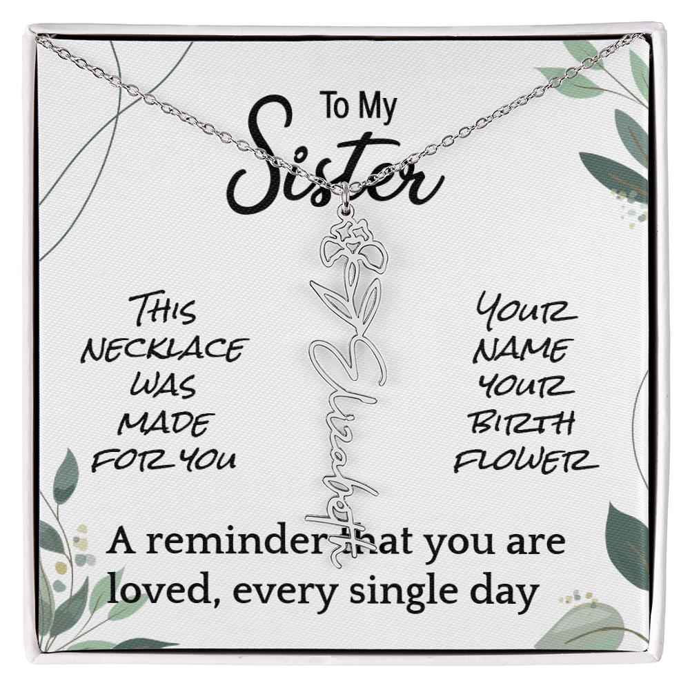 Custom Flower Name Necklace – Birthday Gift for Sister - Golden Willow Emporium