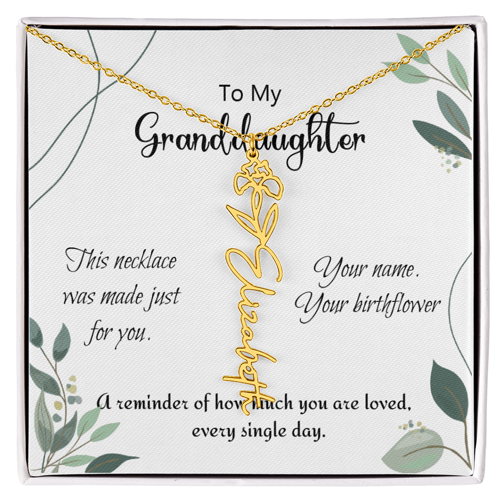 Custom Flower Name Necklace – Birthday Gift for Granddaughter - Golden Willow Emporium