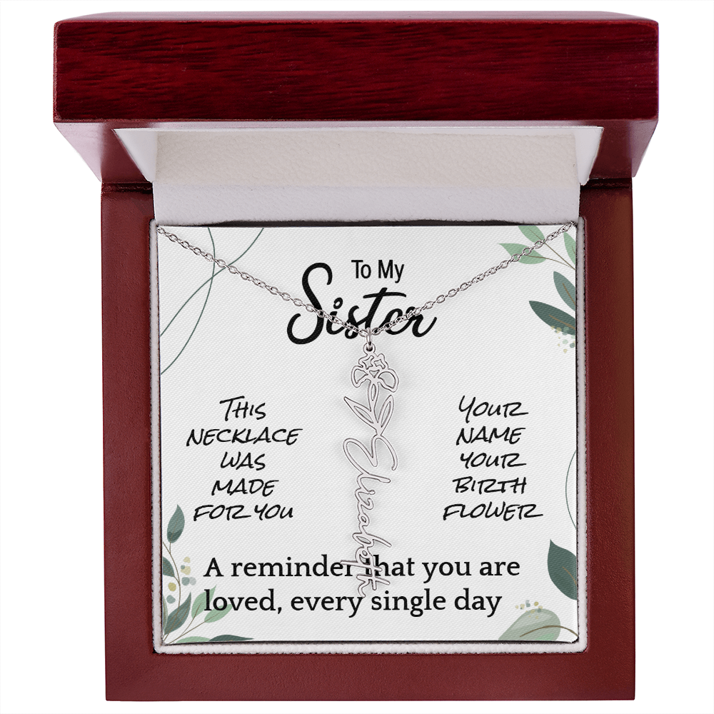 Custom Flower Name Necklace – Birthday Gift for Sister - Golden Willow Emporium