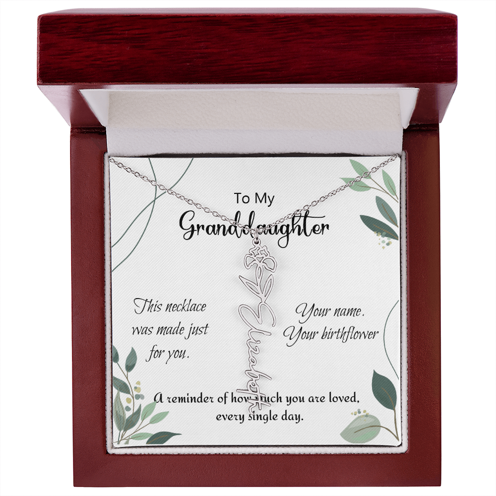 Custom Flower Name Necklace – Birthday Gift for Granddaughter - Golden Willow Emporium