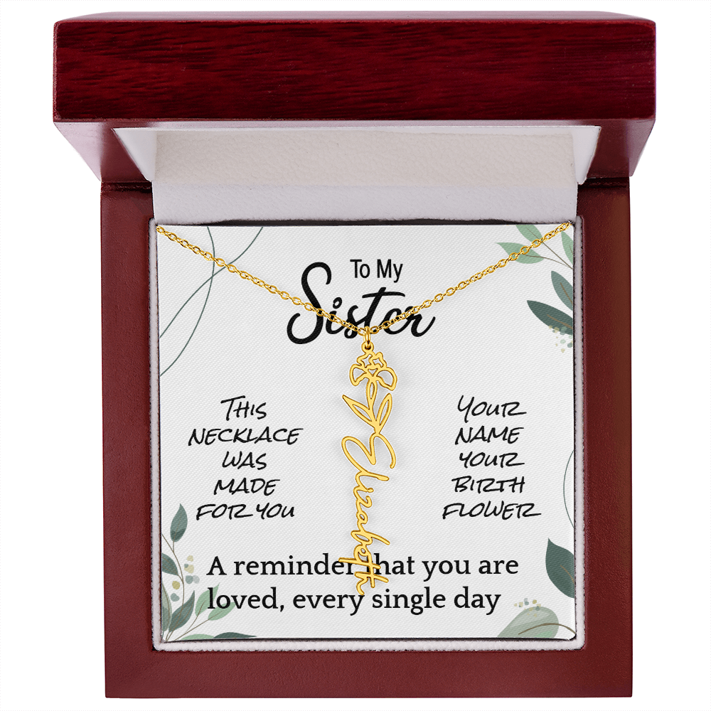 Custom Flower Name Necklace – Birthday Gift for Sister - Golden Willow Emporium