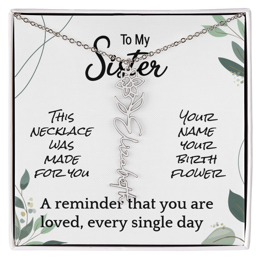 Custom Flower Name Necklace – Birthday Gift for Sister - Golden Willow Emporium
