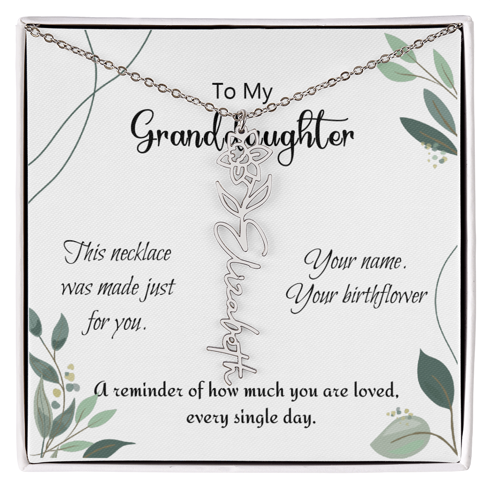 Custom Flower Name Necklace – Birthday Gift for Granddaughter - Golden Willow Emporium