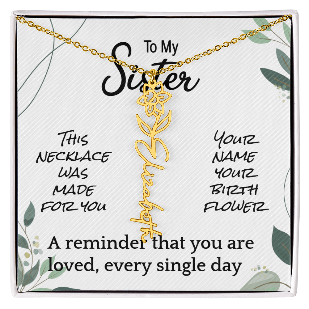 Custom Flower Name Necklace – Birthday Gift for Sister - Golden Willow Emporium
