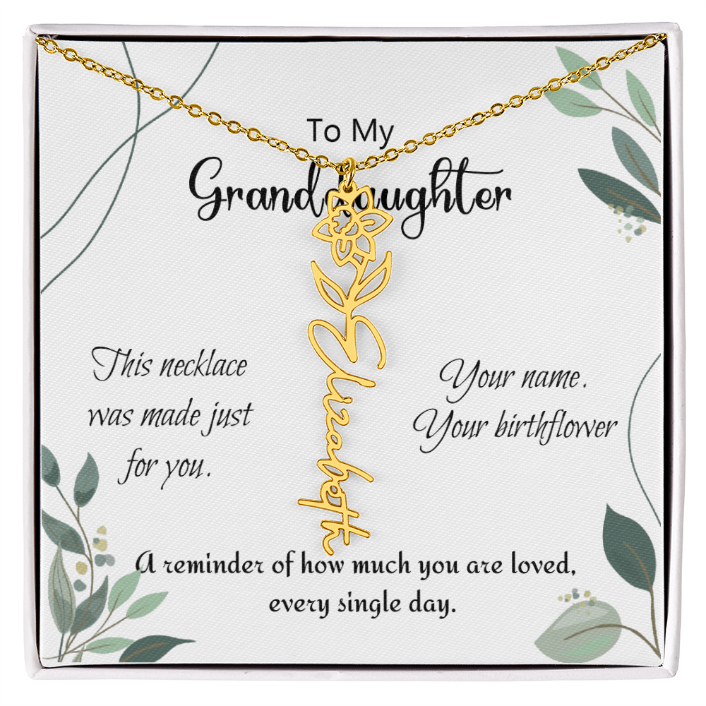 Custom Flower Name Necklace – Birthday Gift for Granddaughter - Golden Willow Emporium